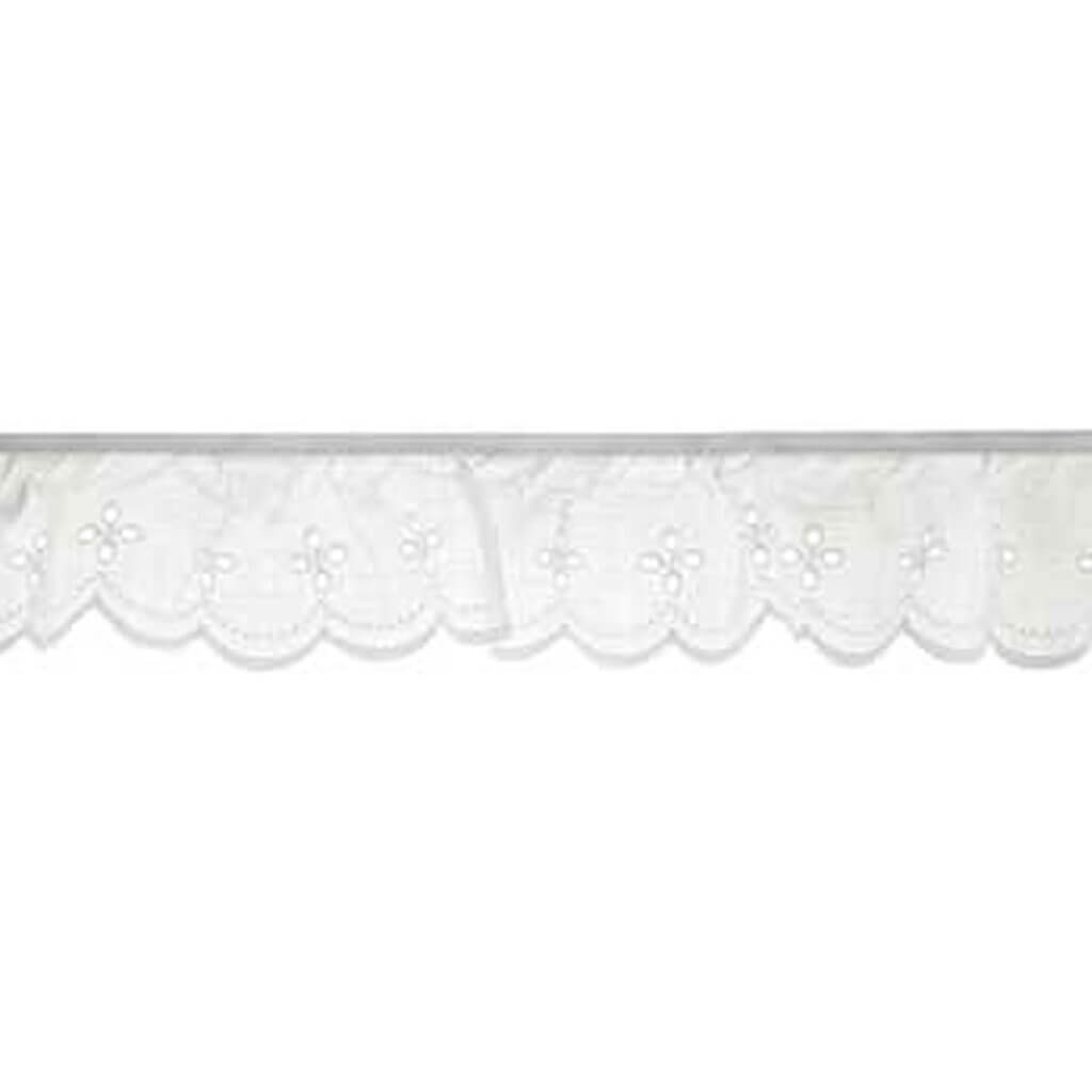 Deco Trims Ruffled Floral Embroidery Eyelet Trim 2-7/8in White