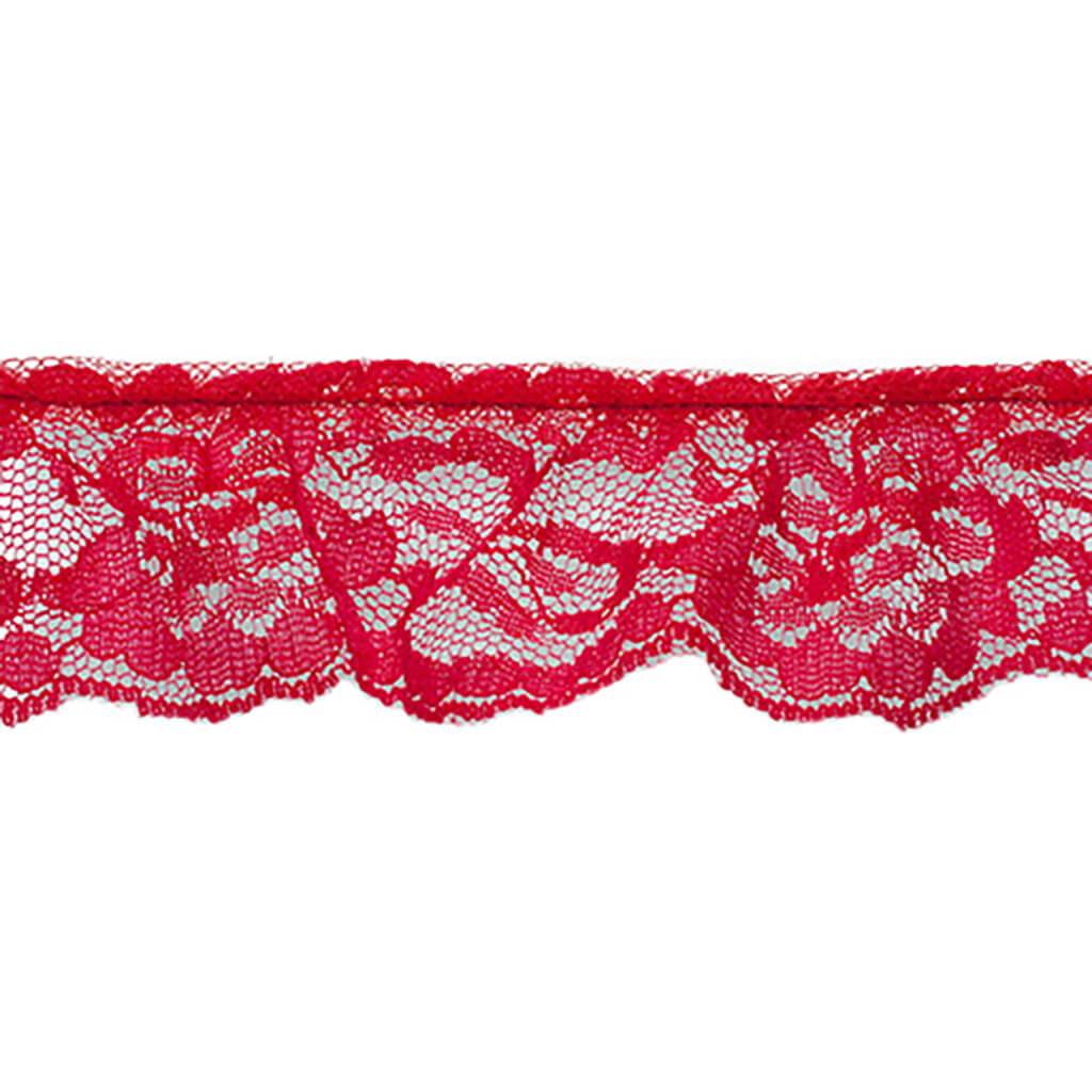 Ruffled Classic Lace Trim 1-5/8in Red