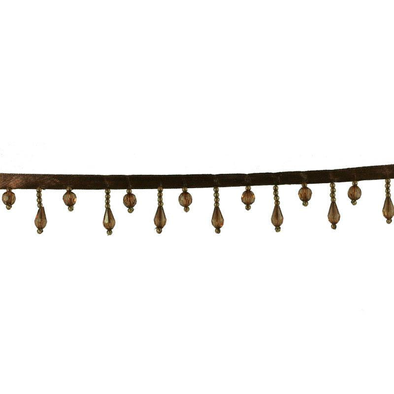 Beaded Fringe Trim 1in Brown