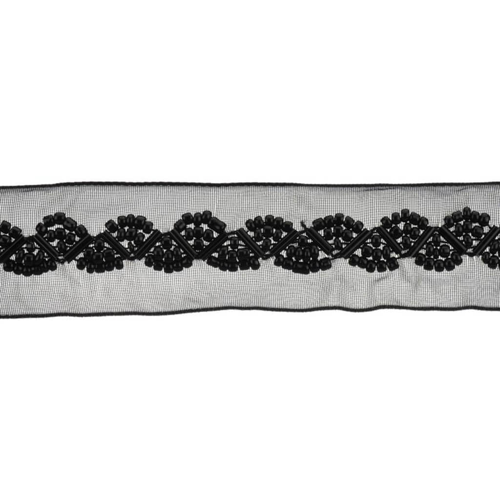 Bugle Bead Organza Trim 1in Black