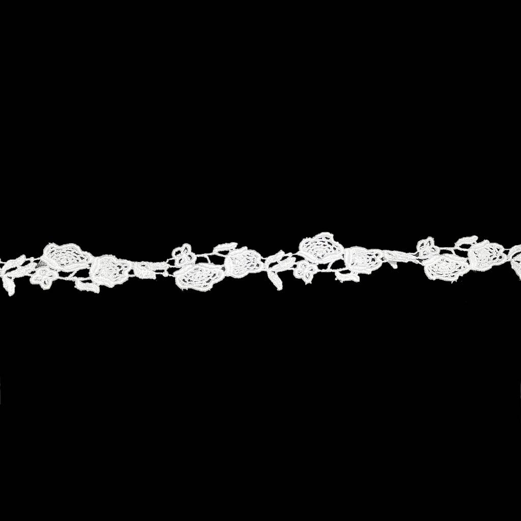 Floral Spray Venice Lace Trim 1-1/8in White