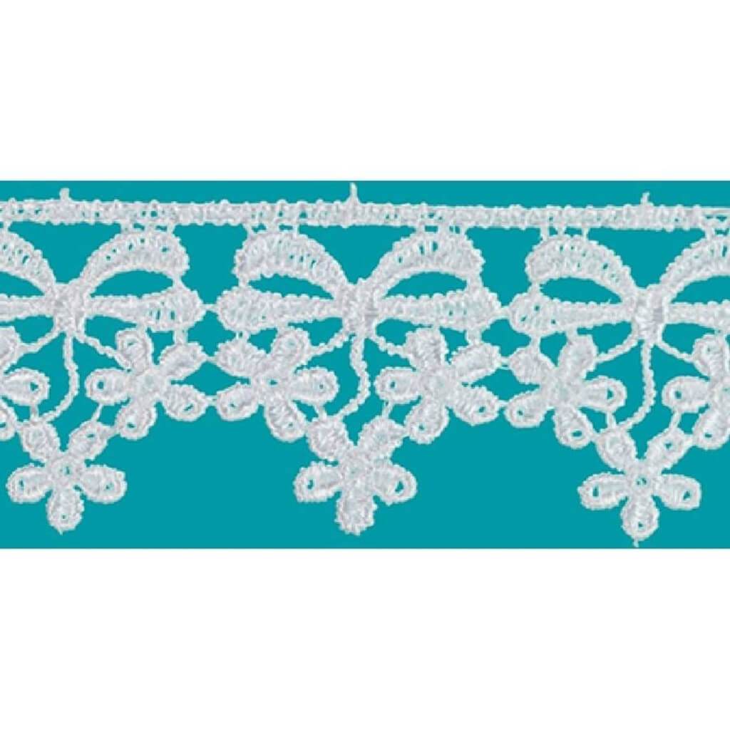 Daisy Bow Edge Venice Lace Trim 1-1/4in White