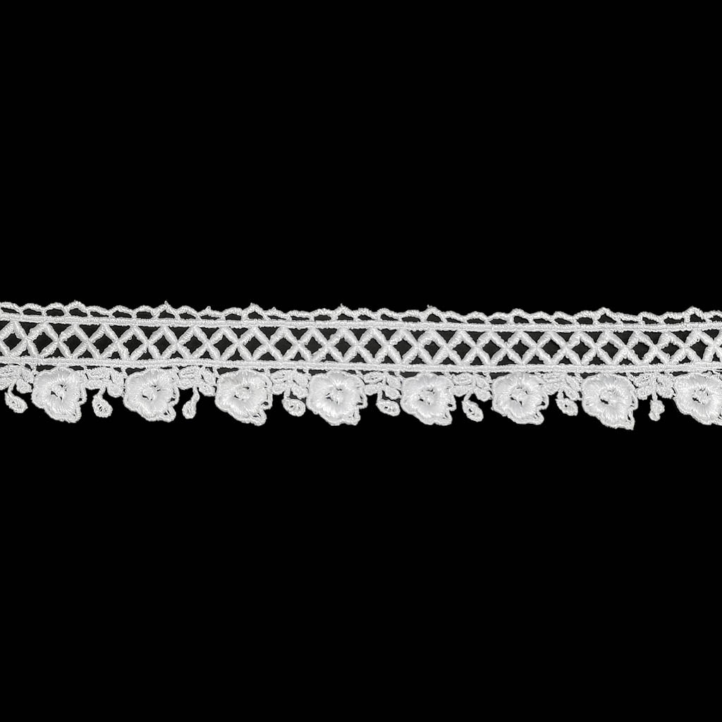 Floral Trellis Edge Venice Lace Trim 1-5/8in White