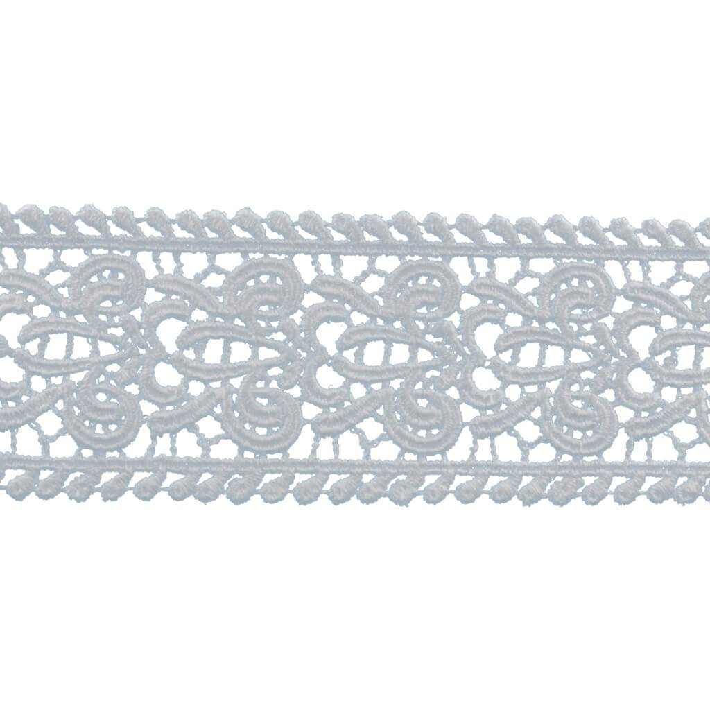 Fleur-De-Lis Galloon Venice Lace Trim 1-7/8in White