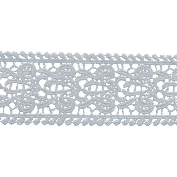 Fleur-De-Lis Galloon Venice Lace Trim 1-7/8in White