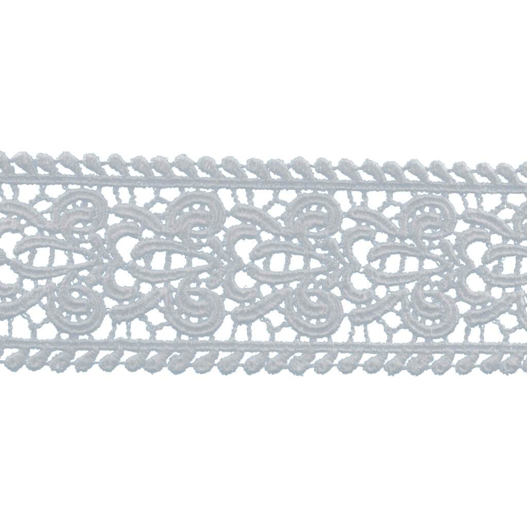 Fleur-De-Lis Galloon Venice Lace Trim 1-7/8in White