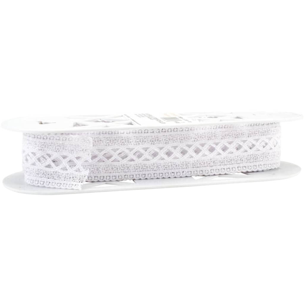 Deco Trims Cross Hatch Galloon Venice Lace Trim 2in x 5yd White