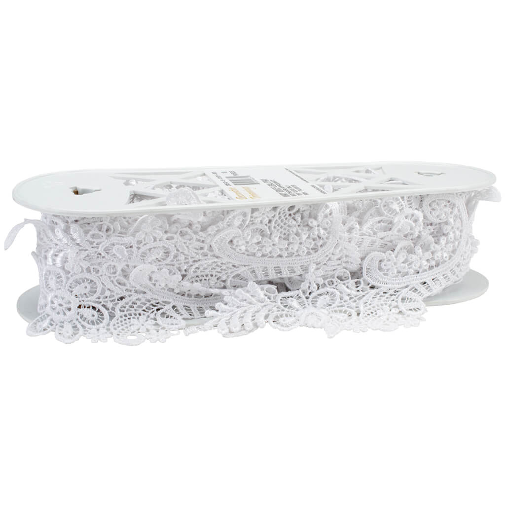 Floral Spray Venice Lace Trim 2-3/8in White