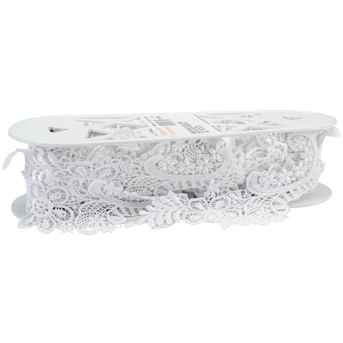 Floral Spray Venice Lace Trim 2-3/8in White