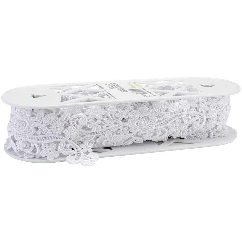 Deco Trims Floral Spray Venice Lace Trim 3-1/8in x 10yd White