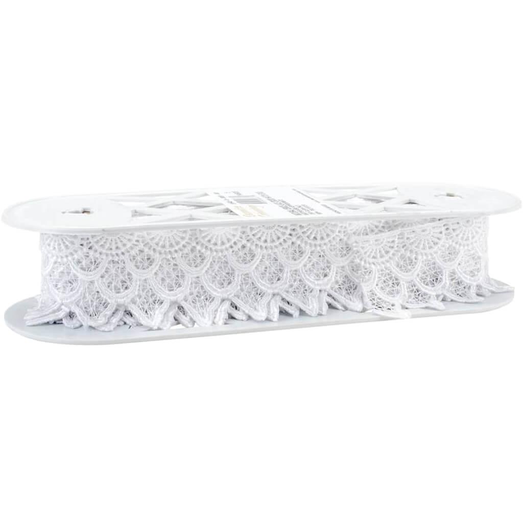 Cross Hatch Edge Venice Lace Trim 2-3/8in White