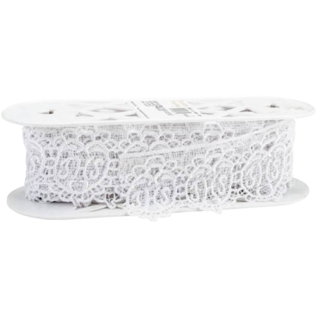 Abstract Edge Venice Lace Trim 3-1/8in White