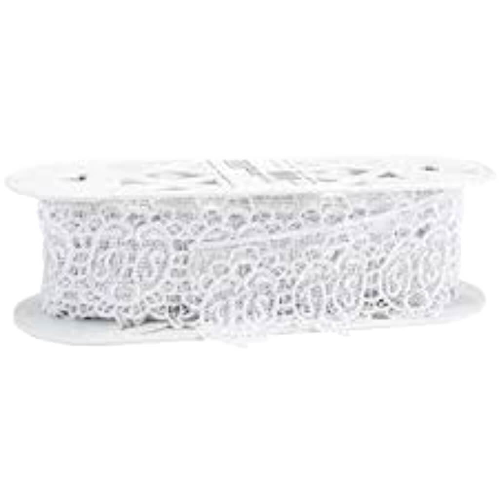 Surplice Edge Venice Lace Trim 3-1/2in White