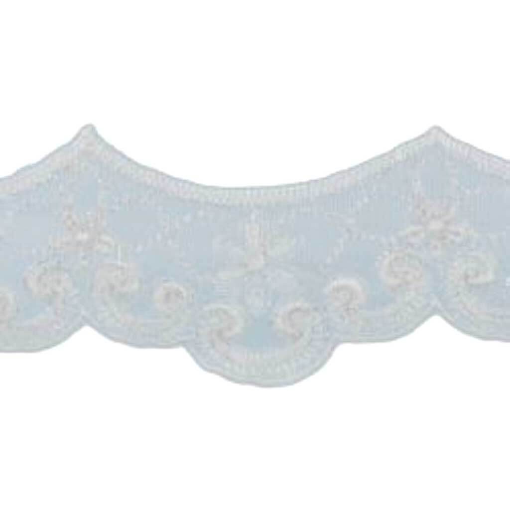 Embroidered Galloon Bridal Organza Trim 1-1/2in Oyster/Silver