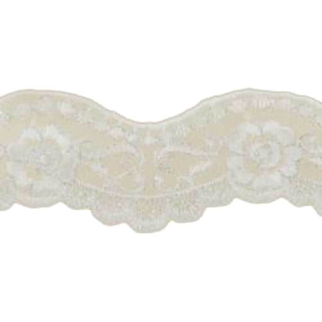 Metallic Embroidered Galloon Bridal Organza Trim Oyster/Silver