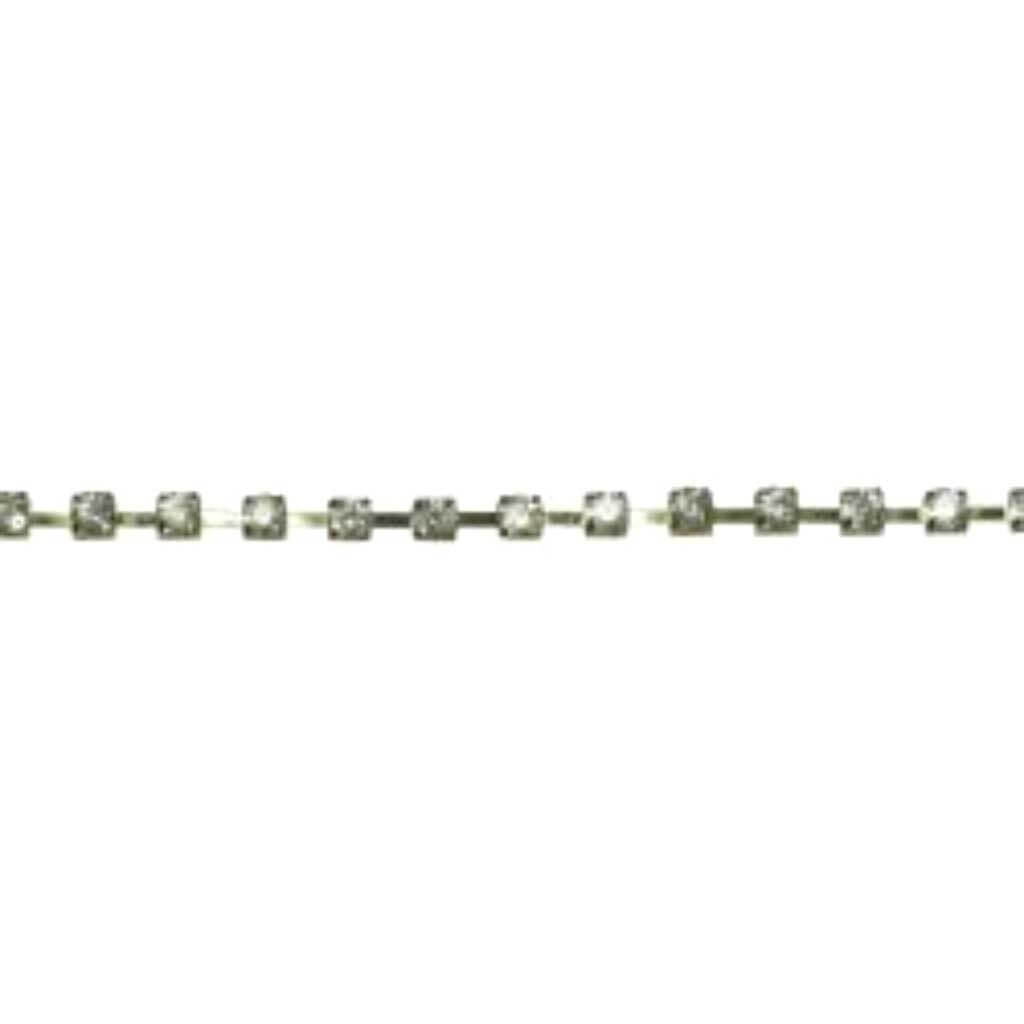 Rhinestone Trim 3/16in Gold/Crystal