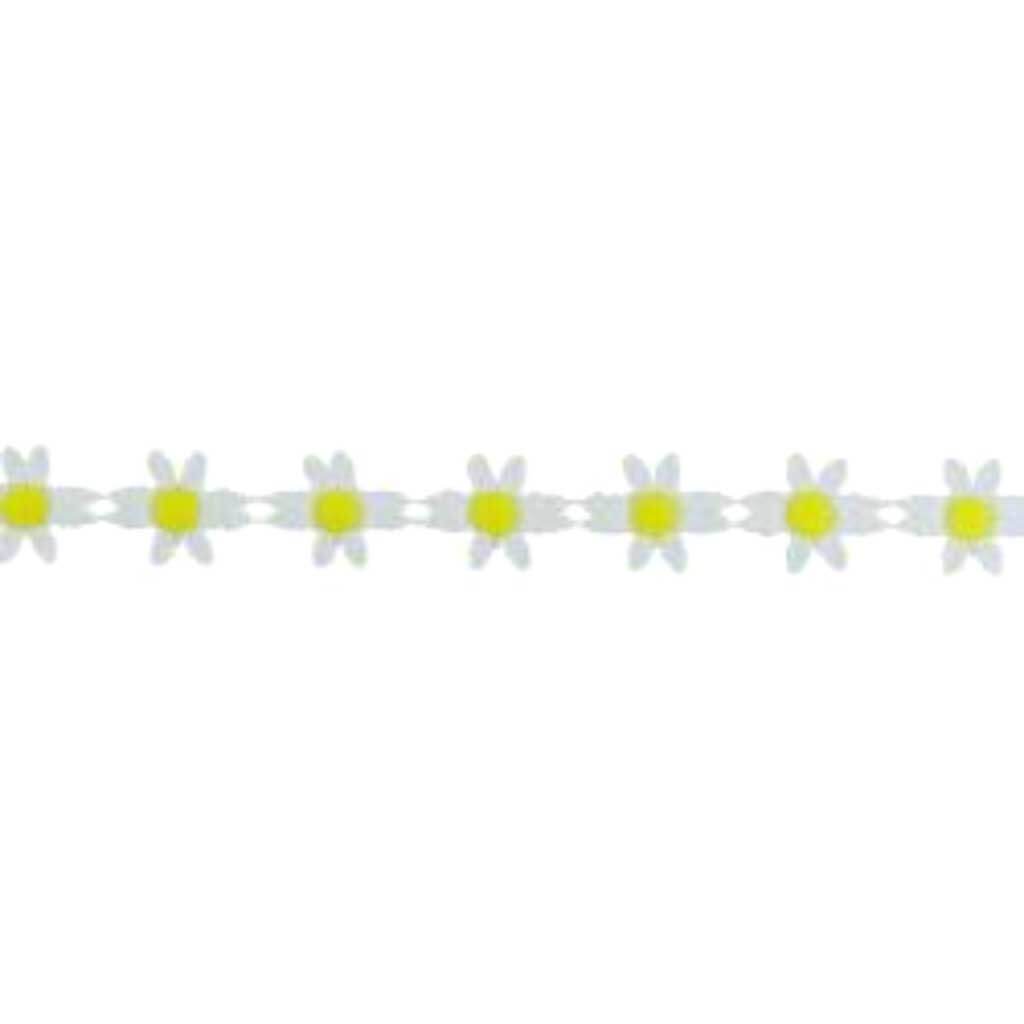 Deco Trims Yellow Center Daisy Galloon Trim 1in x 15yd White