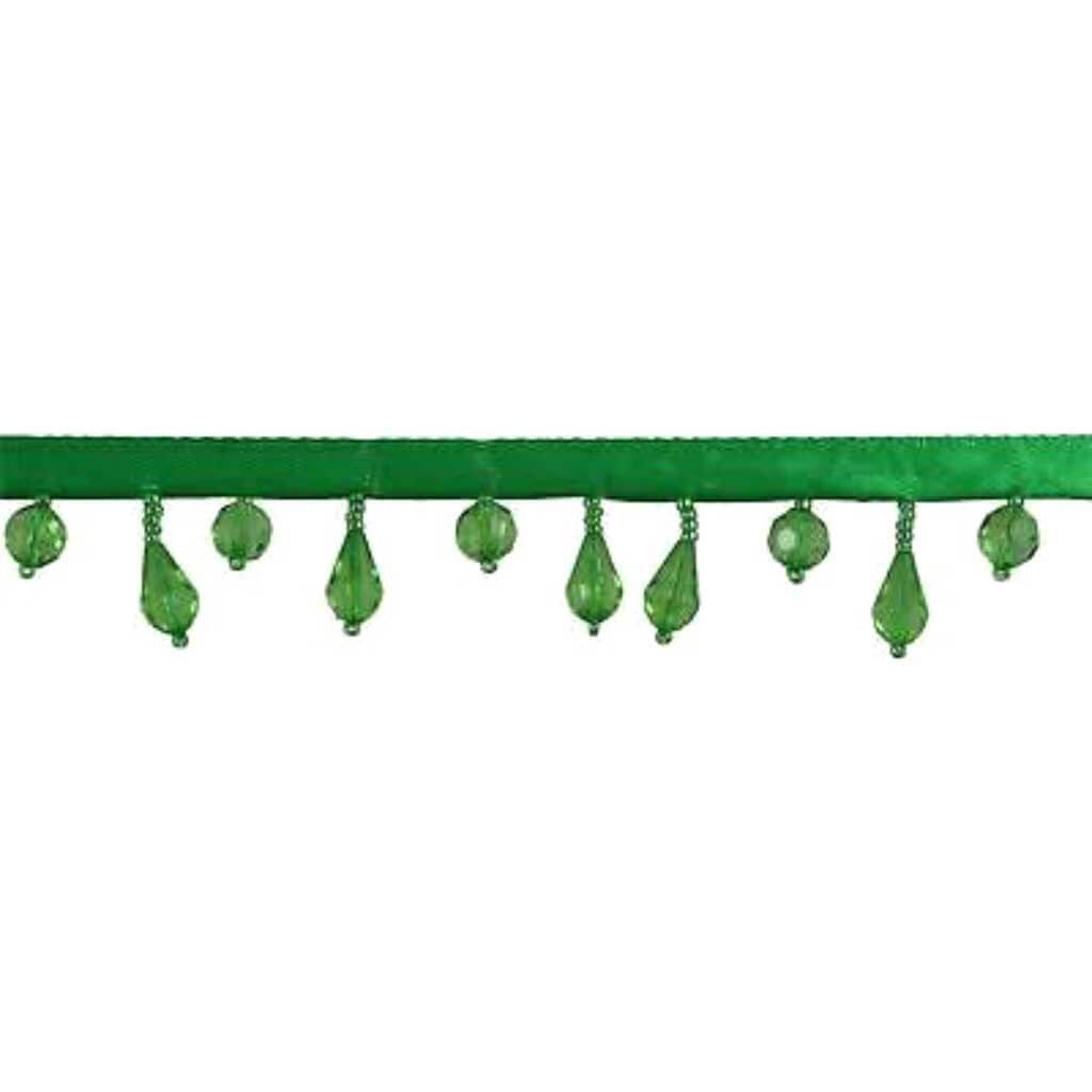 Beaded Fringe Trim 1in Kelly