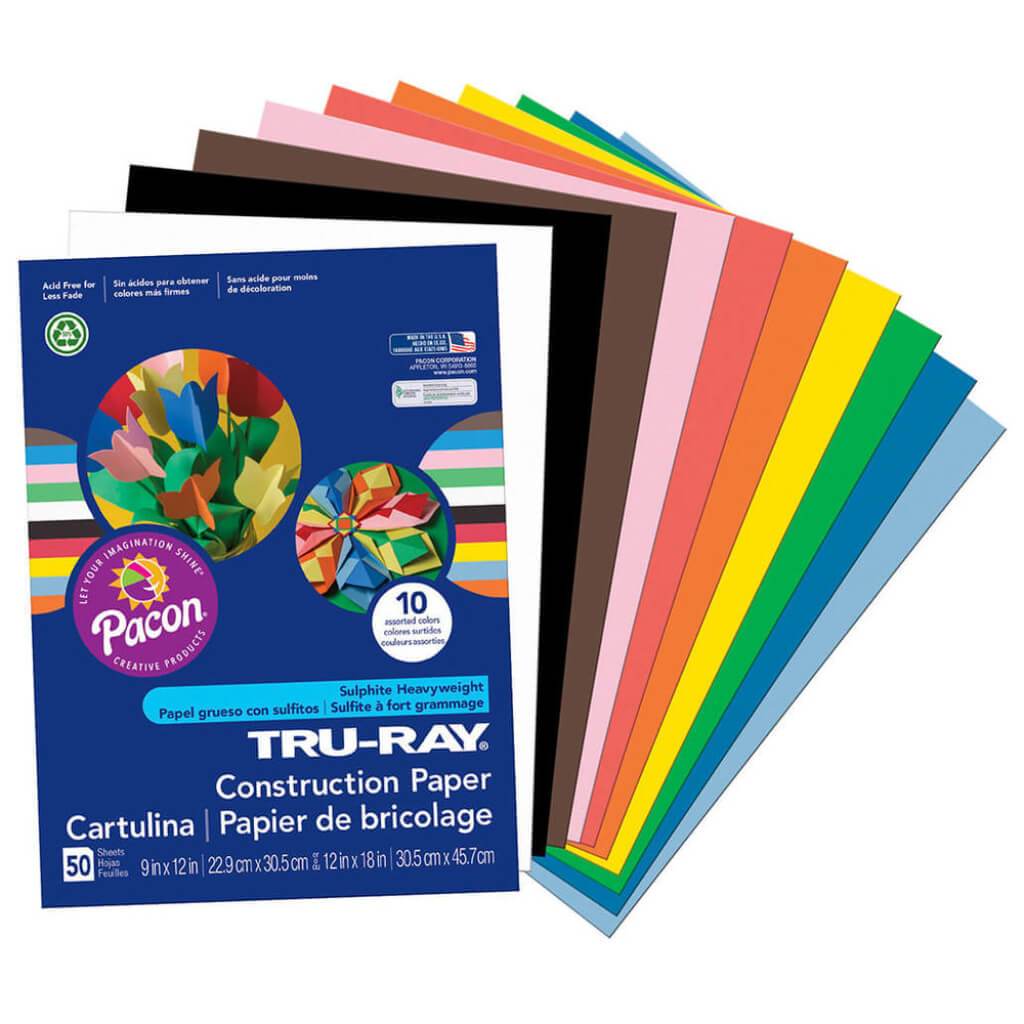 Construction Paper Assorted Colors 9in x 12in