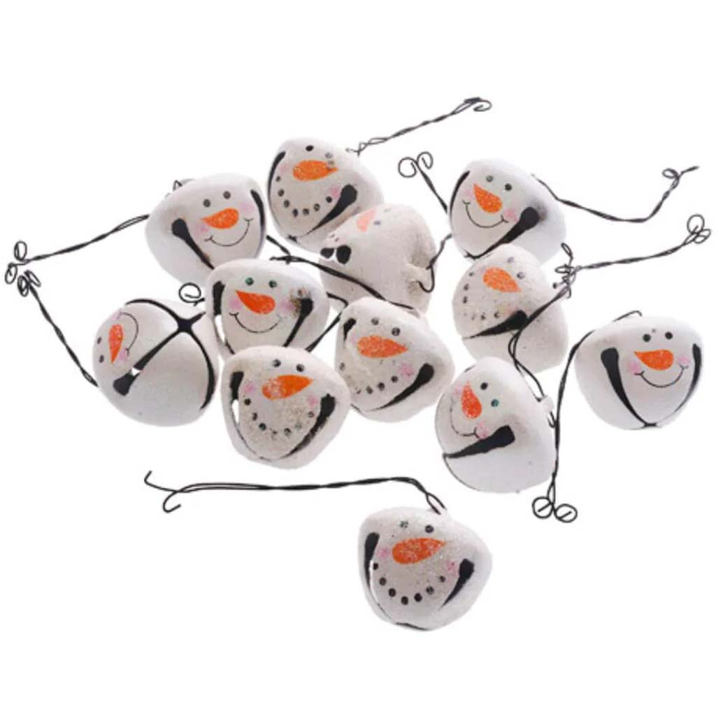 Snowmen Head Tin Bells 12pcs 