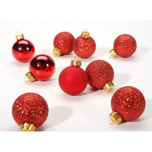 Red Christmas Ball Ornaments 9pcs