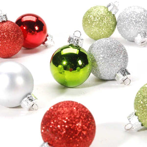Red Green Silver Ball Ornaments 9pcs 