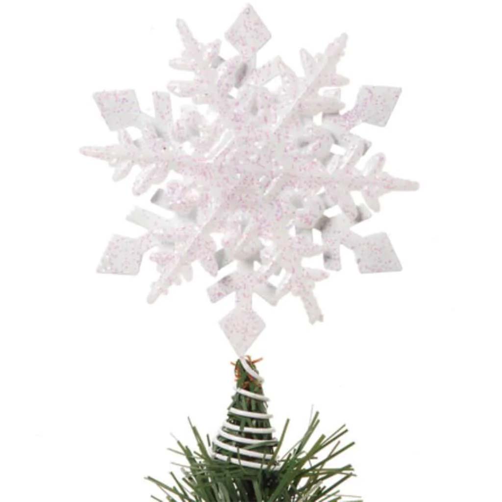 Snowflake Tree Topper Glitter White 3.725 inches 