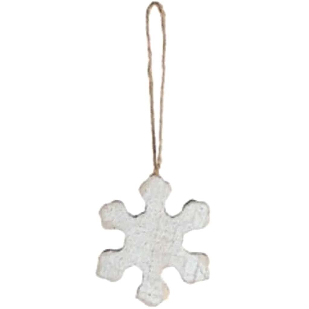 Snowflake Antique Look Ornament White 4 inches 