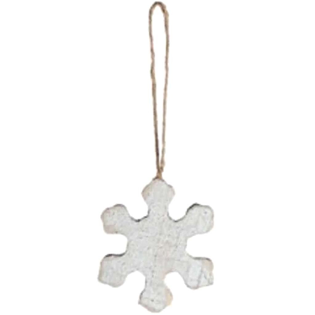 Snowflake Antique Look Ornament White 4 inches 