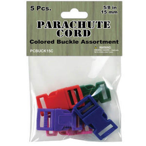 Parachute Cord Buckles Assorted Colors 5/8 inch 5 Pack