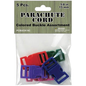 Parachute Cord Buckles Assorted Colors 5/8 inch 5 Pack 