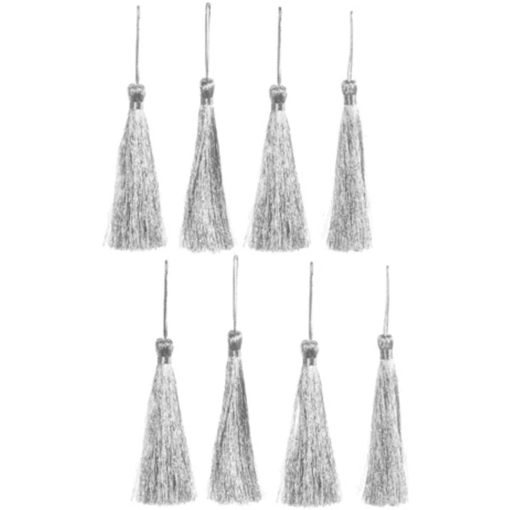 Metallic Silver Tassels 5 inches 8 pieces 