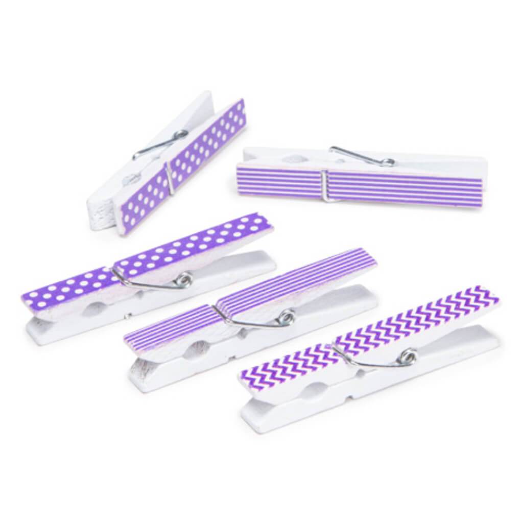 CLOTHESPINS PRINT LG 12 PC LAVENDER 