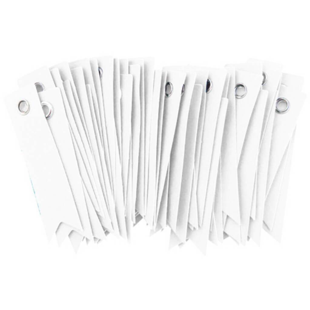 Solid White Blank Eyelet Tags: 2 x .5 inches 50 pieces 