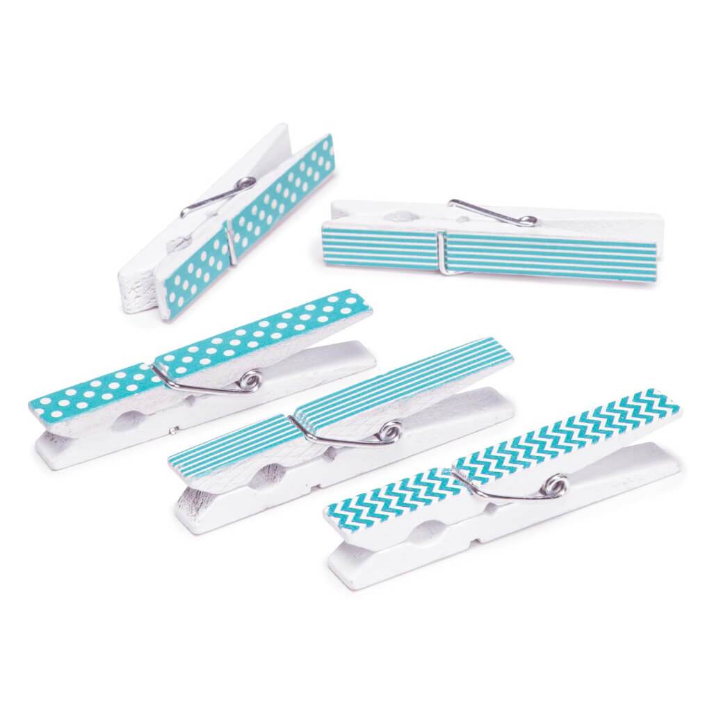 CLOTHESPINS PRINT LG 12PC TURQUOISE 