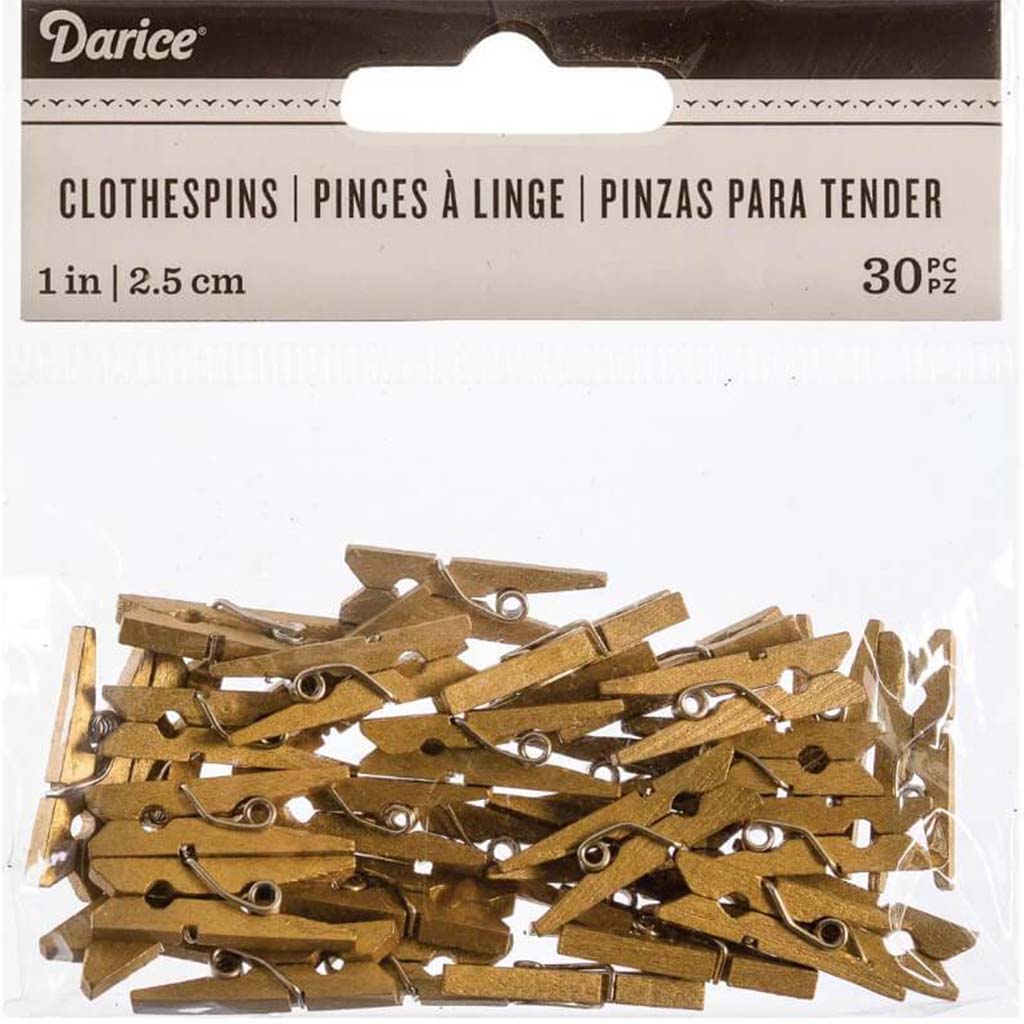 CLOTHESPINS SM 30 PC GOLD 