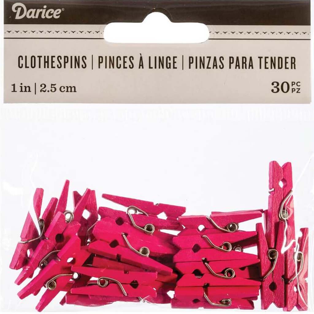 CLOTHESPINS SM 30 PC FUSCHIA 