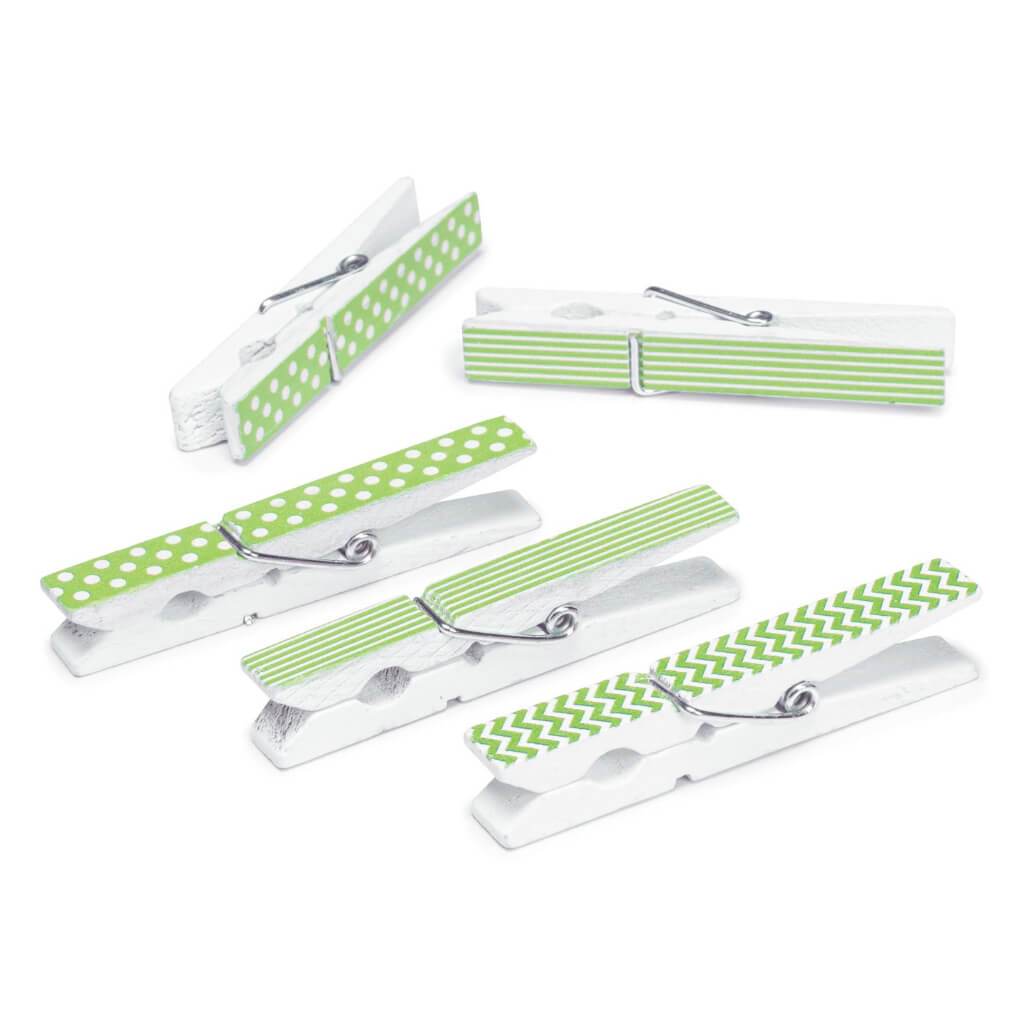 CLOTHESPINS PRINT LG 12 PC GREEN 