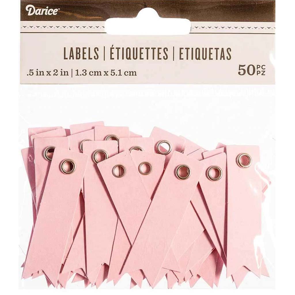 Blank Eyelet Tags: Pink, 2 X .5 Inches, 50pcs