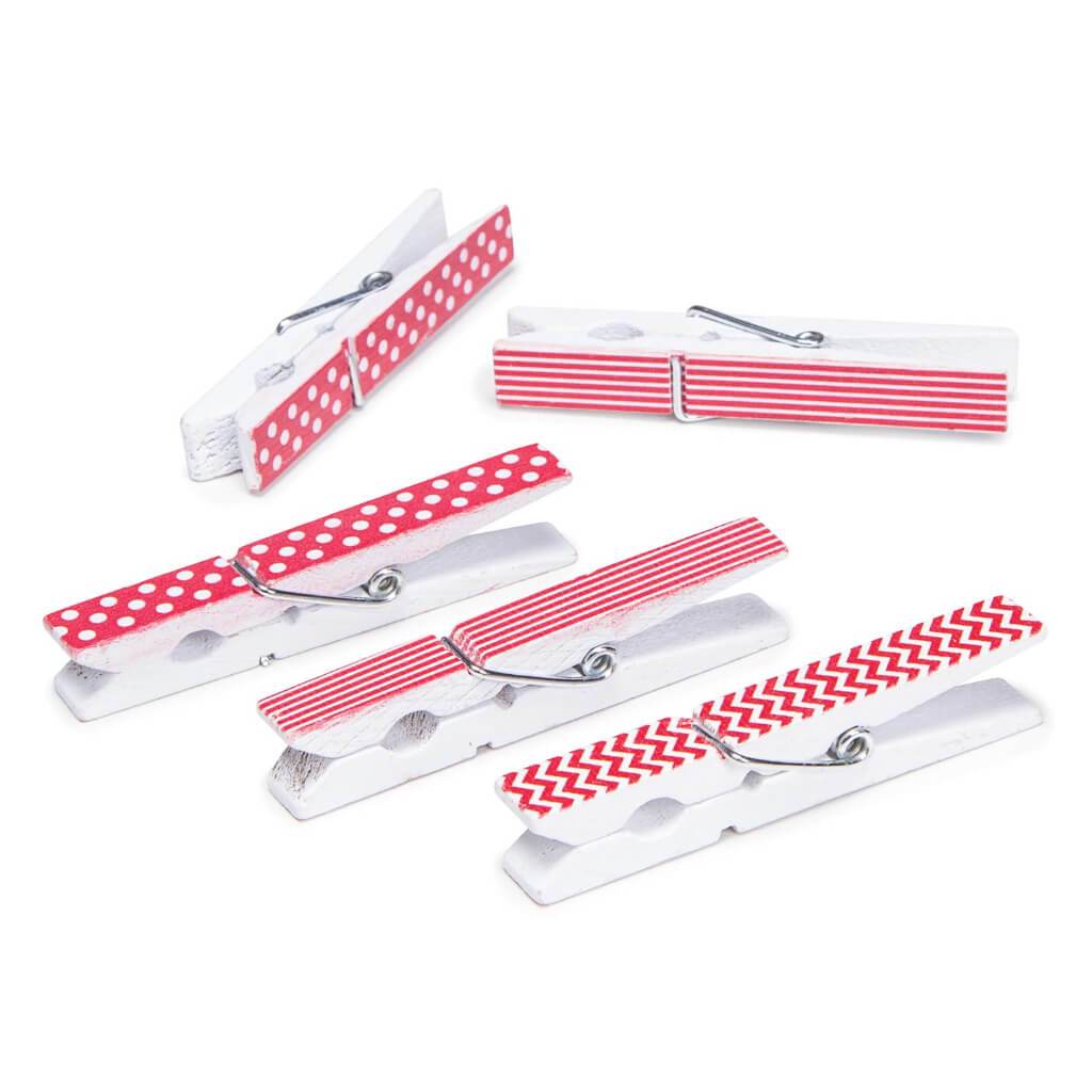 CLOTHESPINS PRINT LG 12 PC RED 