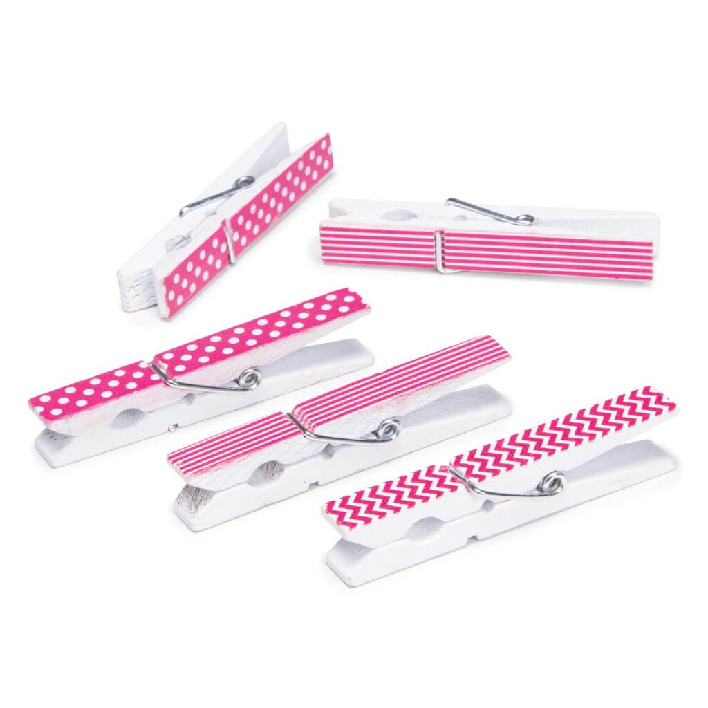 CLOTHESPINS PRINT LG 12PC FUSCHIA 