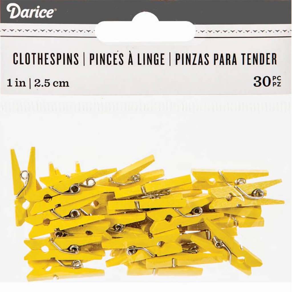 CLOTHESPINS SM 30 PC YELLOW 