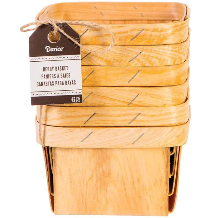 Basket Berry Natural Wd 6 Pc 