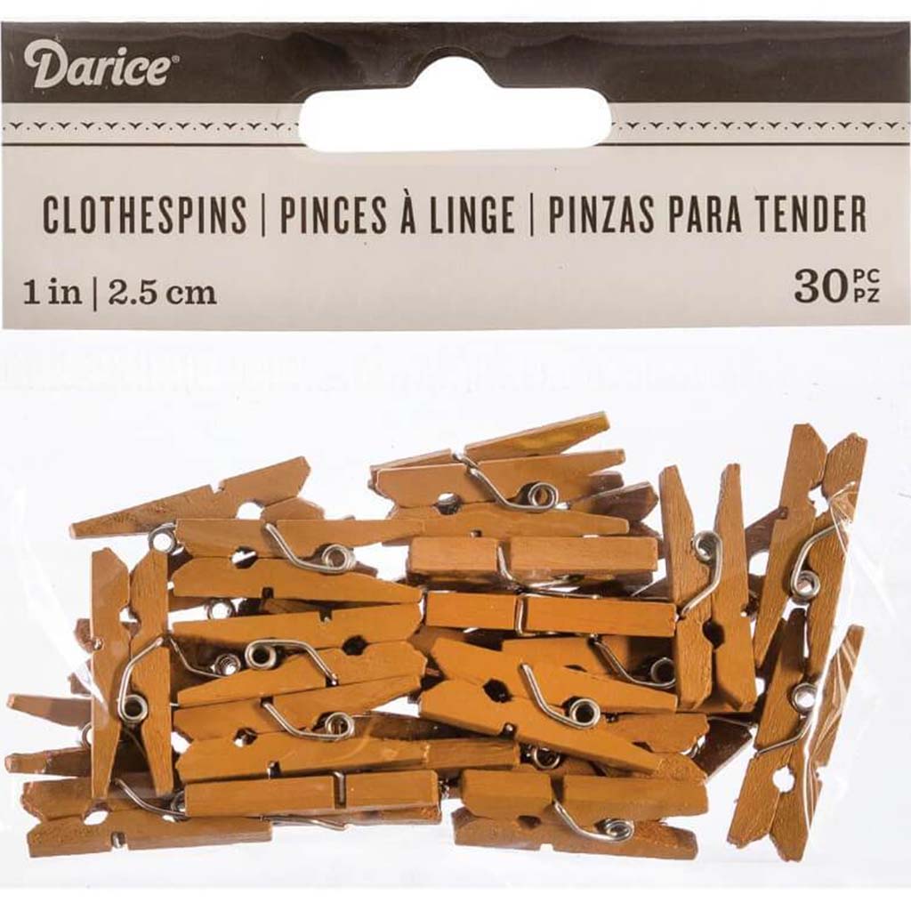 CLOTHESPINS SM 30 PC DK WOOD 