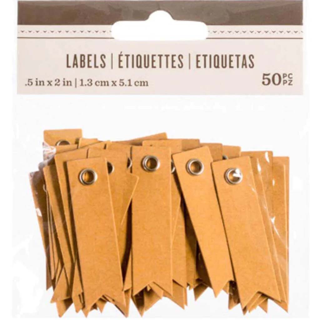 Solid Kraft Blank Eyelet Tags: 2 x .5 inches, 50 pieces 