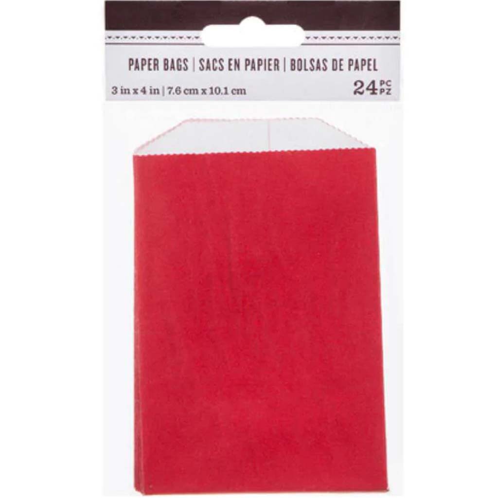 Solid Red Paper Treat Bag: 3 x 4 inches, 24 pieces 