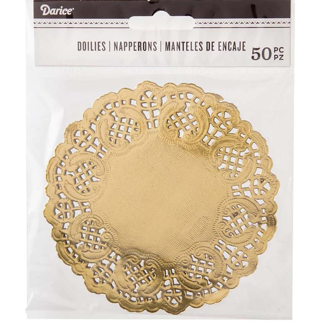 Metallic Gold Paper Doilies 50ct 