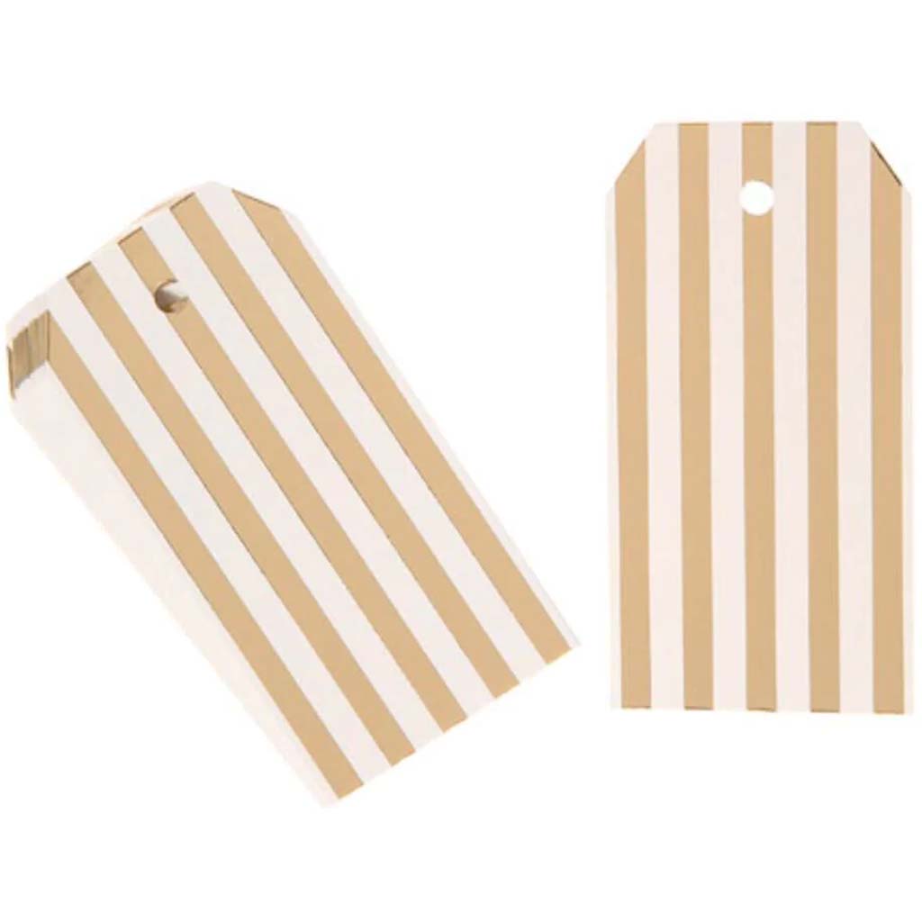 Gold Foil Striped Rectangle Paper Tags: 2 x 3in, 20 pieces 