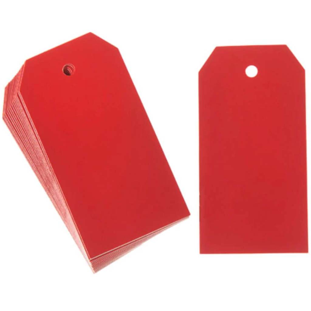 Solid Red Rectangle Paper Tags: 2 x 3in, 20 pieces 