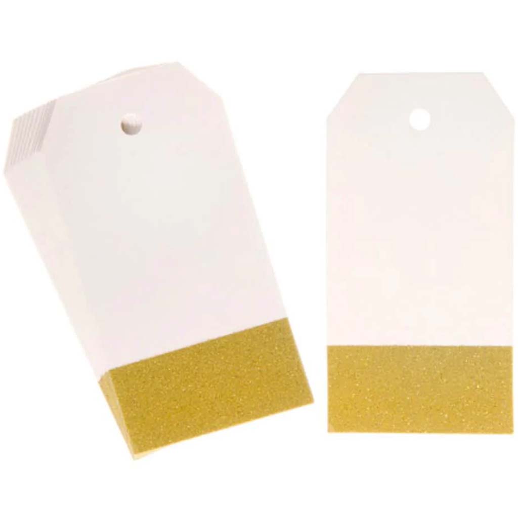 Gold Glitter Rectangle Paper Tags: 2 x 3in, 15 pieces 